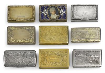 A collection of snuffboxes, most from Vienna, - Stříbro