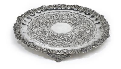 A footed salver from Sheffield, - Stříbro