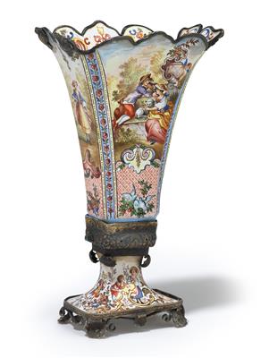A enamelled vase from Vienna, - Stříbro