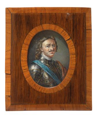 Tsar Peter I. (the Great) – A miniature portrait, - Stříbro