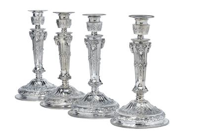 Four candleholders from France, - Argenti