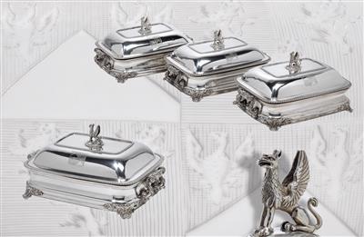 Four George III. entrée dishes from London, - Silver