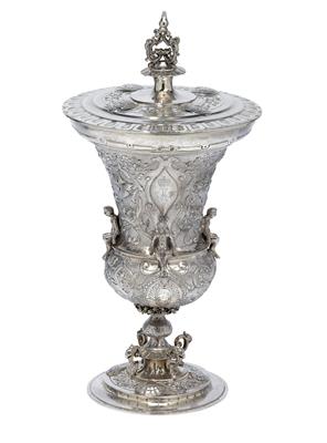 A lidded goblet from Germany, - Silver