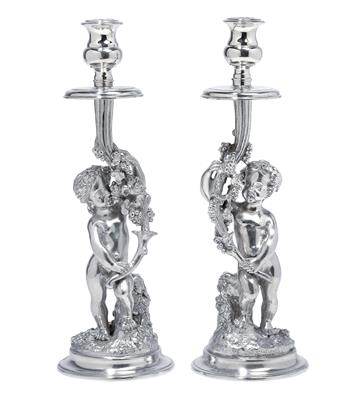 A pair of candleholders from Italy, - Silver
