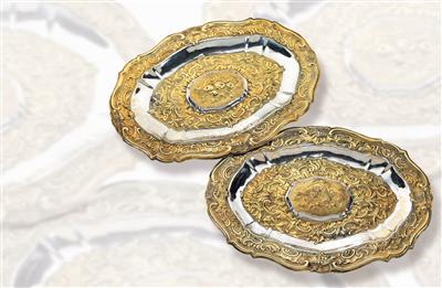 A pair of presentation platters from Moscow, - Silver