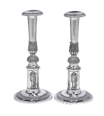 Paar Nürnberger Kerzenleuchter, - Silber