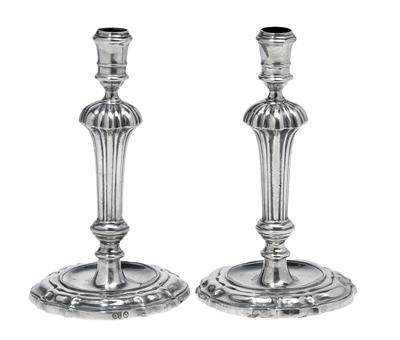 A pair of candleholders from Venice, - Stříbro