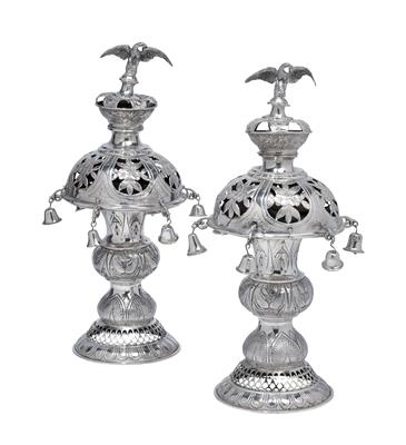 A pair of rimonim from Vienna, - Silver