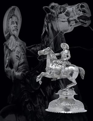 An equestrian statuette of King Gustav Adolf of Sweden, - Argenti