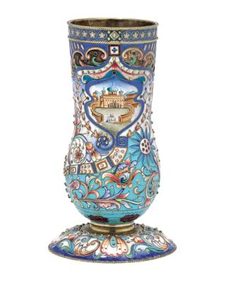 A cloisonné vase from Russia, - Silver