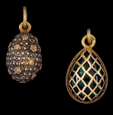 Two miniature eggs from Russia, - Argenti