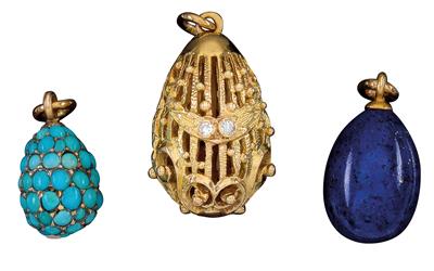 Three miniature eggs from Russia, - Stříbro