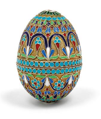 A cloisonné egg, - Stříbro