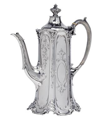 A Victorian coffee pot from London, - Silver