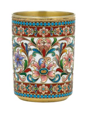 A cloisonné cup from Moscow, - Stříbro