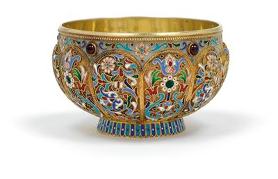 A cloisonné bowl from Moscow, - Silver
