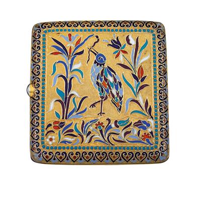 Moskauer Cloisonné Tabatiere, - Silber