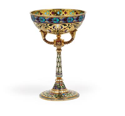 An enamelled centrepiece bowl from Moscow, - Stříbro