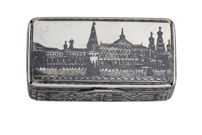 A niello cigarette case from Moscow, - Argenti