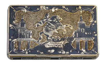 A niello cigarette case from Moscow, - Silver