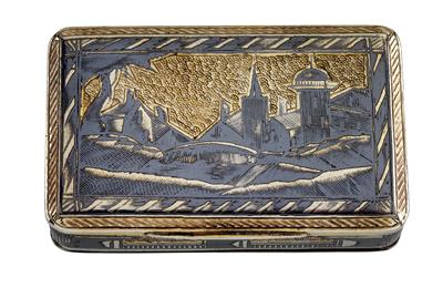 A niello cigarette case from Moscow, - Stříbro