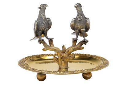 Neapolitanische Schale mit plastischen Vögeln, - Silber