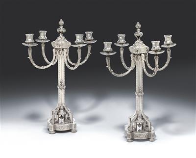 A pair of four-light candelabra from Germany, - Silver