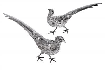 A pair of pheasants, - Silver