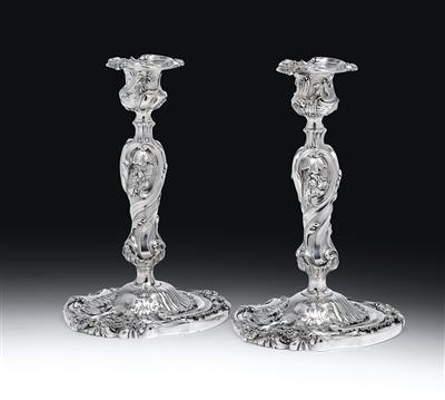 A pair of candleholders from Portugal, - Stříbro