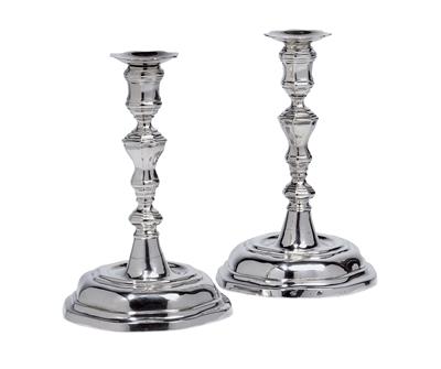 A pair of candleholders from Stuttgart, - Silver