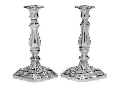 A pair of Biedermeier candleholders from Vienna, - Silver