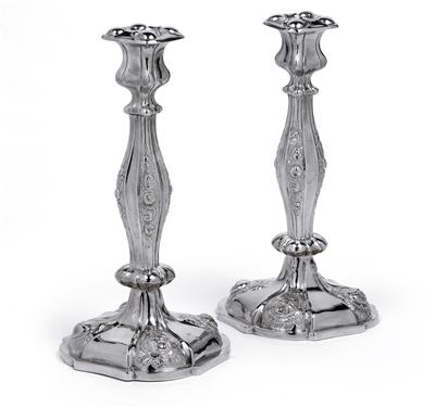 A pair of candleholders from Vienna, - Stříbro