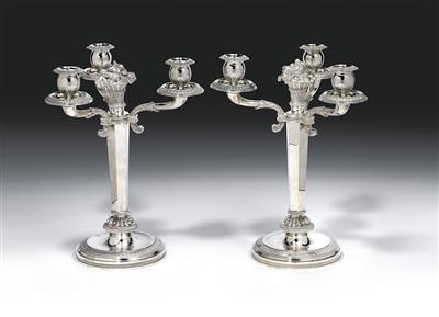 Puiforcat - A pair of three-light candelabra from Paris, - Stříbro