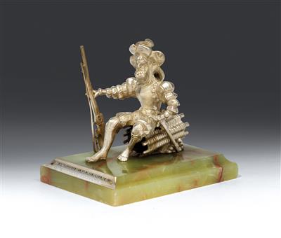 Statuette eines Landsknecht, - Silber