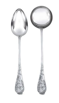 "Bolin" - A soup ladle and a serving spoon, - Silver