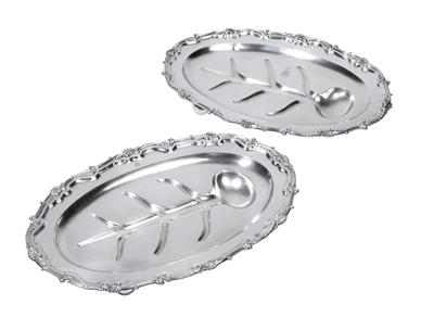 Two meat plates from Vienna, - Silver