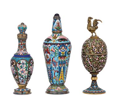Three cloisonné items from Russia, - Silver