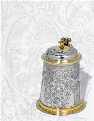 A lidded tankard from Augsburg, - Silver