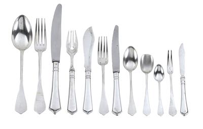 A cutlery service from Budapest, for 12 individuals, - Argenti
