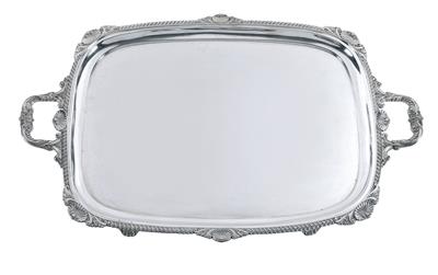 A footed tray from London, - Silver