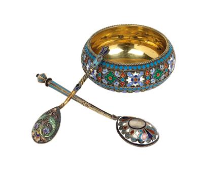 Ovchinnikov - A cloisonné bowl from Moscow, - Stříbro