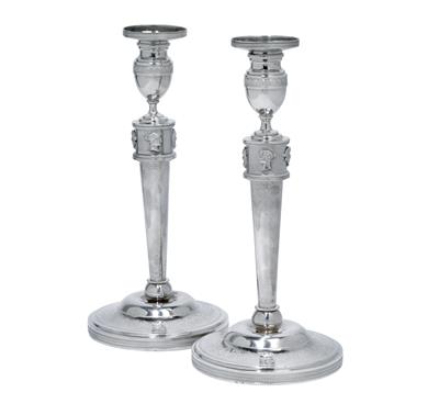 A pair of Empire candlesticks from Paris, - Silver