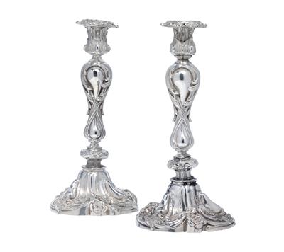 A pair of candlesticks from Paris, - Silver