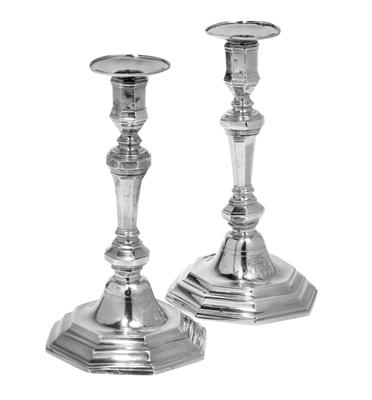 A pair of Louis XV. candlesticks from Paris, - Stříbro