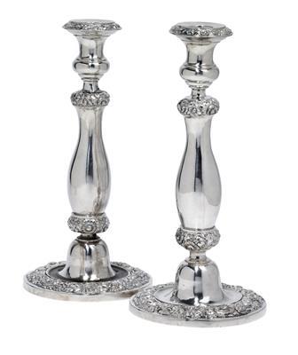 A pair of Biedermeier candlesticks from Vienna, - Silver