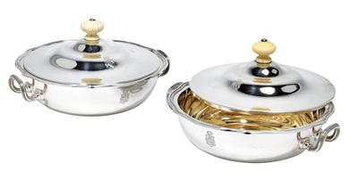 A pair of lidded bowls from Vienna, - Silver