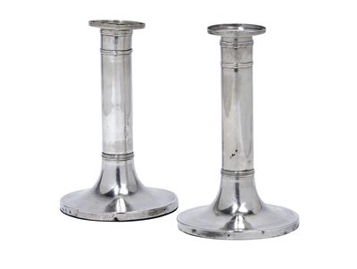 A pair of Early Biedermeier candlesticks from Vienna, - Silver