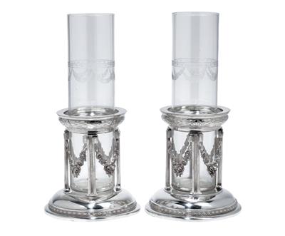 A pair of vases from Vienna, - Silver