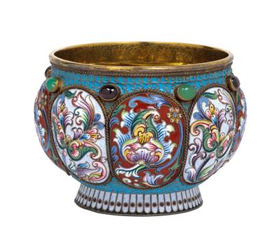A cloisonné bowl from Russia, - Stříbro