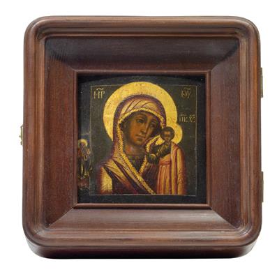 A Russian icon, Mother of God of Kazan, - Silver